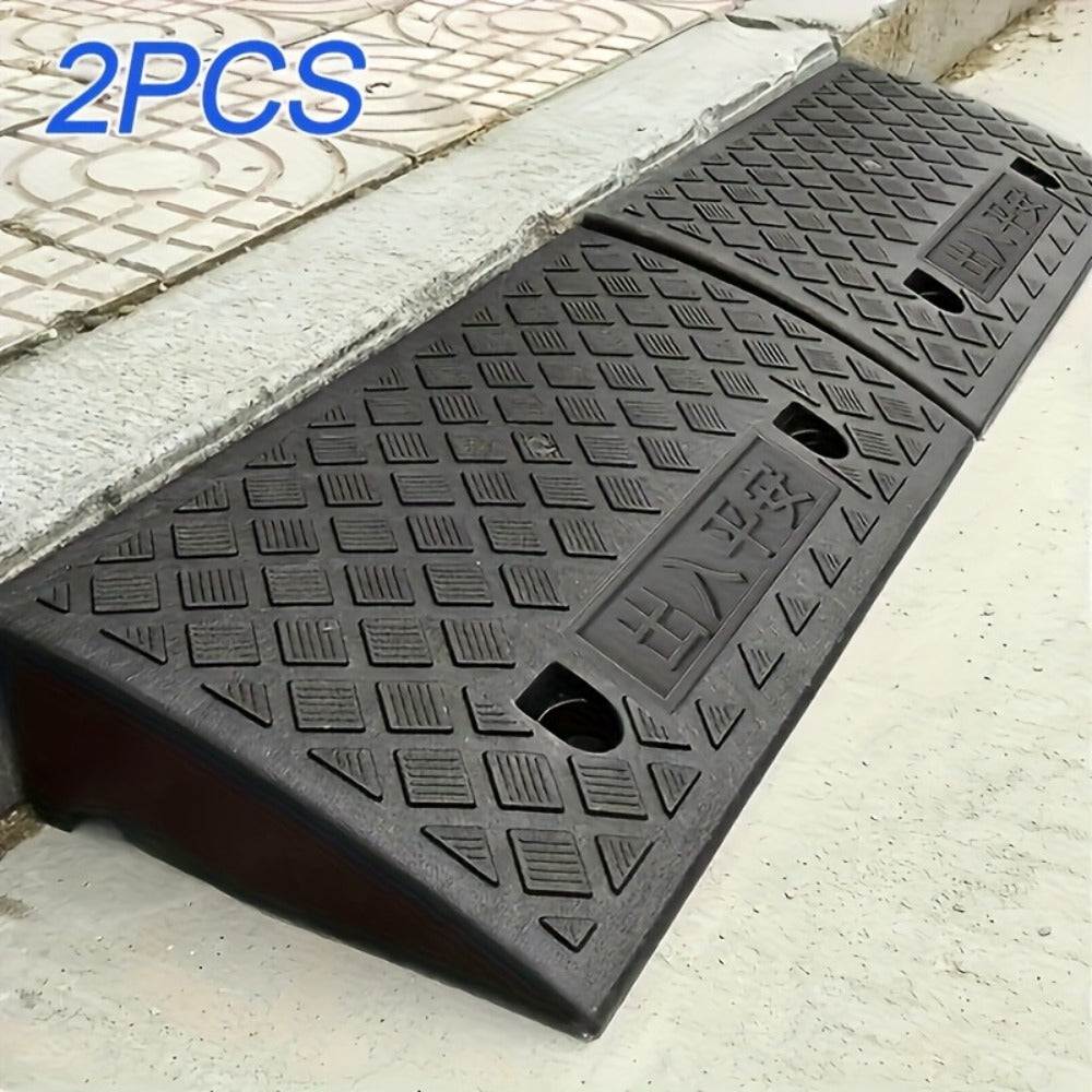 Curb Ramp 2-Pack Portable Heavy Duty Plastic Threshold Ramp Set ¨C Lightweight, Non-Slip, for Low Floor Vehicles, Motorcycles, Wheelchairs, Driveway & Lane Loading ¨C Multiple Height Options (1.18¡± / 2.75¡±)