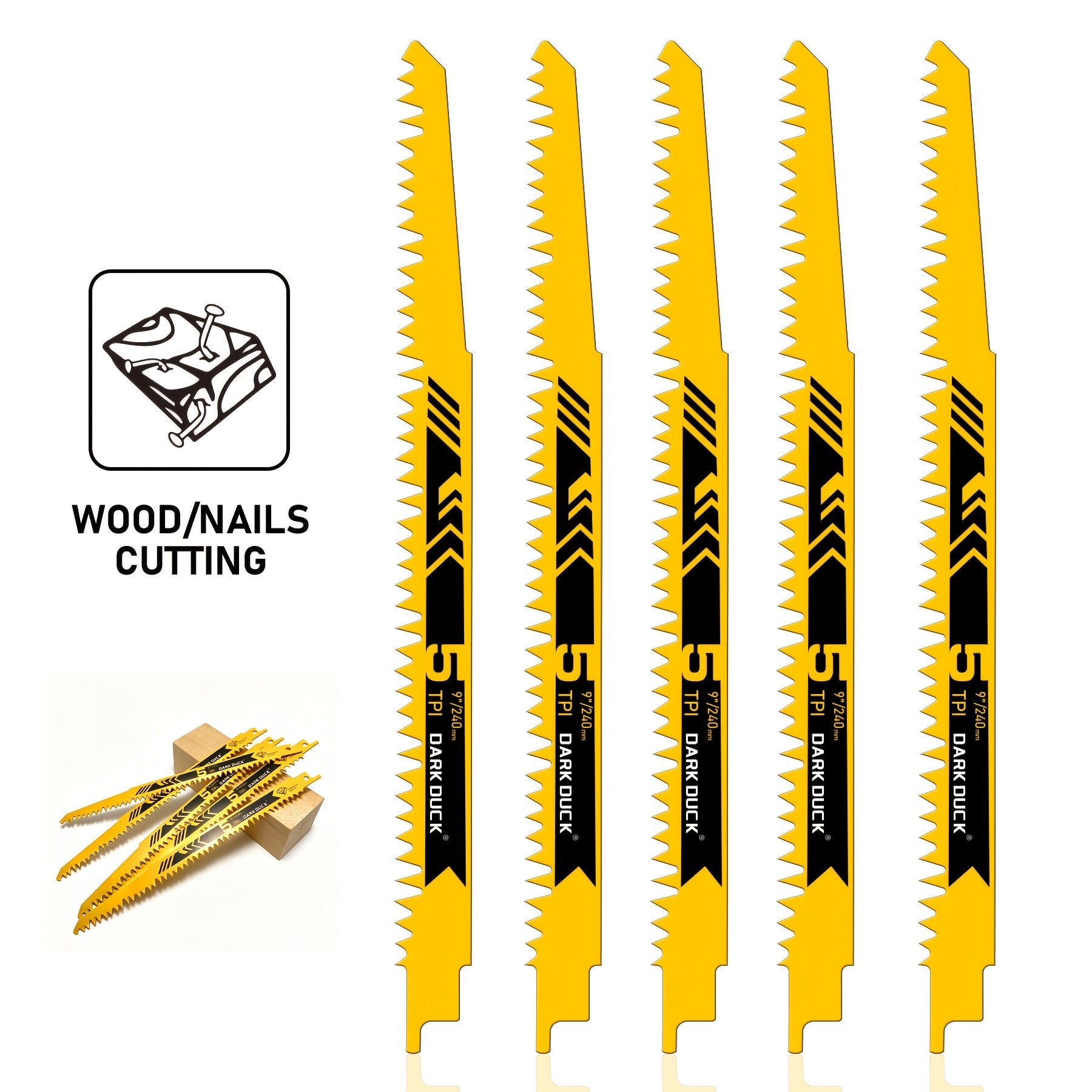 Saw Blade Set Reciprocating 12-Piece Premium Wood & Metal Cutting Blades with Storage Pouch - Heavy Duty High-Carbon Steel, Universal Fit for Cordless & Electric Saws, Pruning, PVC & Demolition