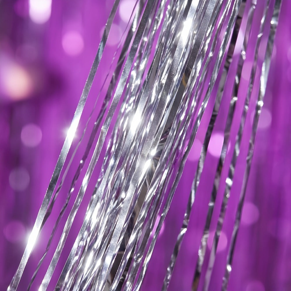 Tinsel Foil Backdrop 6 Packs Metallic Glitter Tassel Curtain ¨C Silver Laser Rain Streamer for Party Photo Booth Birthday Wedding Holiday Doorway Decoration