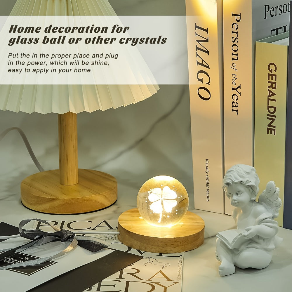 LED Light Base Wooden Display Stand 16 Pack USB Powered Warm White Light Base for 3D Crystal Glass Resin Art Trophy Figurine Night Light Display Pedestal Party Favor Gift Wood Color