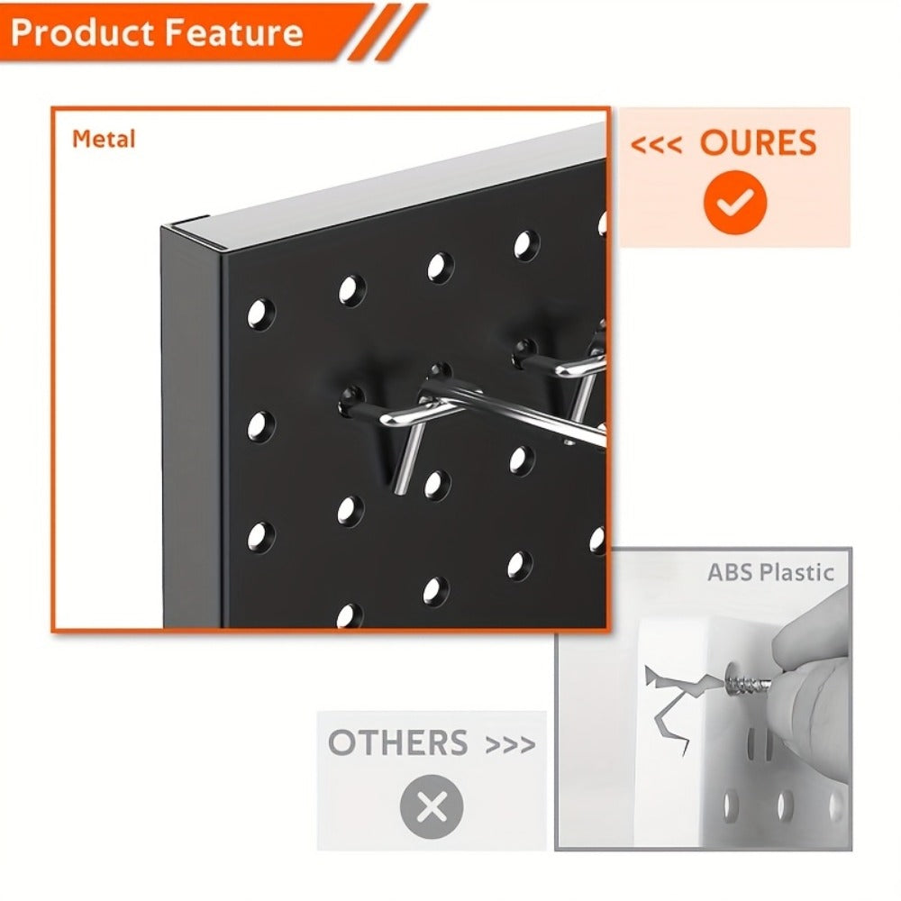Pegboard Wall Organizer with Metal Hooks - Heavy Duty Garage Tool Storage Board for Workshop Warehouse Wall Mount - Space Saving Tool Rack System for Garage Organization