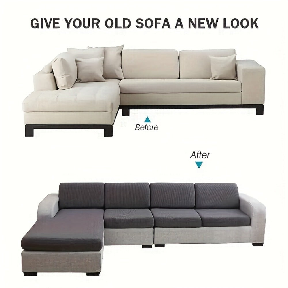 Jacquard Stretch Sofa Cover Set 6pcs Leaf Pattern High Elasticity Furniture Protective Cover with Elastic Band Easy Install Removable Washable Concubine Style Cushion Cover Home Decor Multiple Colors