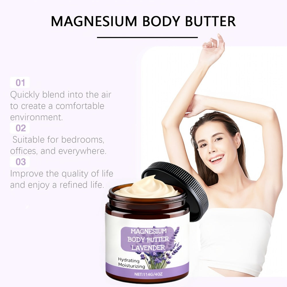 Lavender Magnesium Cream Body Lotion 4oz with Magnesium Chloride Lavender Oil Deep Moisturizing Muscle Relaxing Soothing Skin Nourishing for Women Men