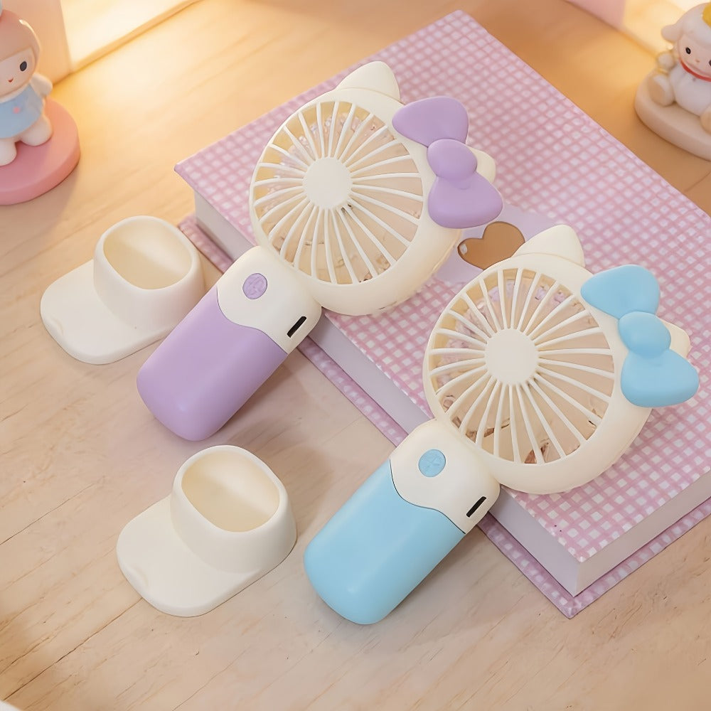 Hello Kitty Mini Fan USB Rechargeable Handheld Portable | Cute Sanrio Detachable Desktop Electric Fan for Girls Kids | 2-in-1 Handheld & Desk Fan for Travel Office School Home | Blue Pink Purple