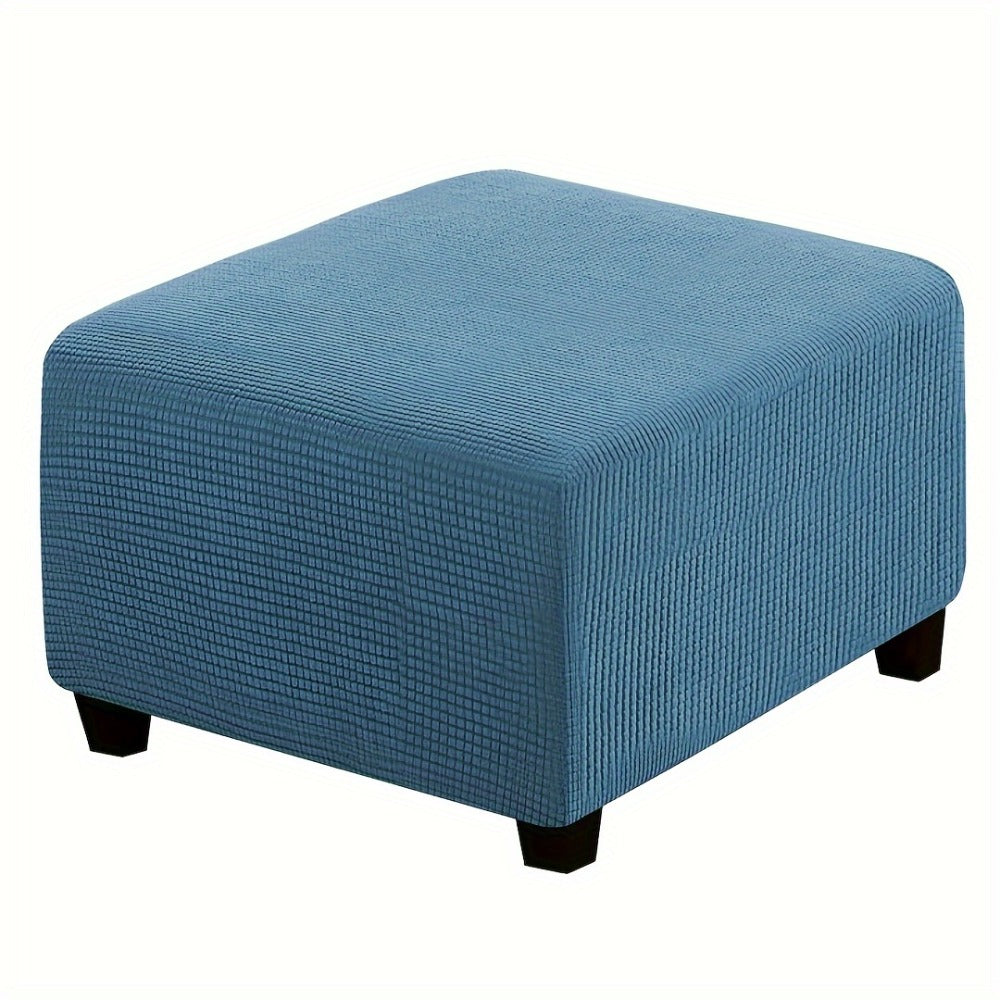 Square Ottoman Cover Elastic Stretch - Polar Fleece Footstool Slipcover with Elastic Band Closure Machine Washable for Home Office Decor, 6 Colors L XL