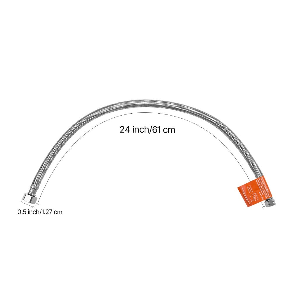 Braided Stainless Steel Faucet Supply Line - 304 SS Exterior, Lead-Free TPV Inner Tube, 3/8¡± Comp x 1/2¡± FIP, NSF & CUPC Certified, for Bathroom Kitchen Sink Faucet, 16in/10pcs or 24in/2pcs