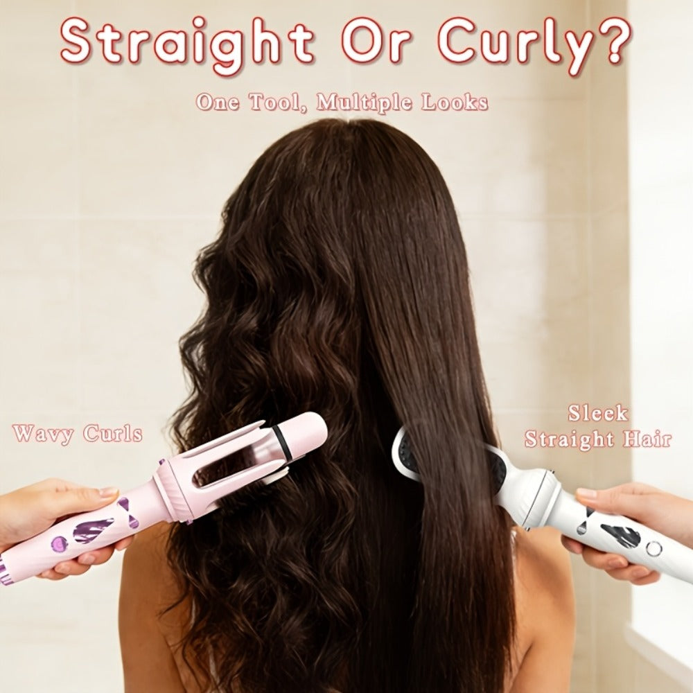 5-in-1 Hair Styler Set with Interchangeable Curling Wand & Straightening Brush - Multi Barrel Curling Iron Kit for Waves, Curls & Volume, Works on All Hair Types, Salon Results at Home, 3 Colors