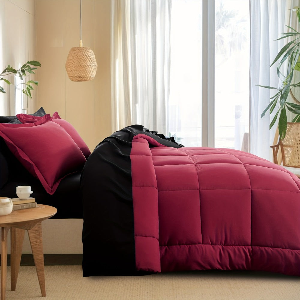 7 Piece Comforter Set Luxury Soft Fluffy Bedding All Season Bed in a Bag with Comforter Fitted Sheet Flat Sheet Pillowcases Hypoallergenic Breathable Easy Care Queen King Twin XL Full