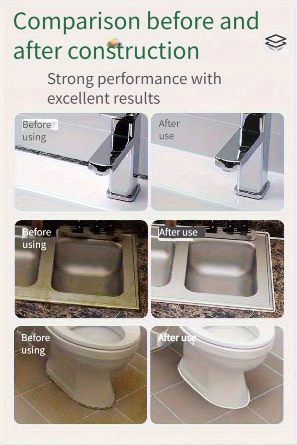 Waterproof Tile Grout Sealant Gap Filler for Kitchen & Bathroom ¨C Odorless Strong Adhesive Tile Refill Agent for Sink Floor Wall Cracks, White 100g (3-Pack)