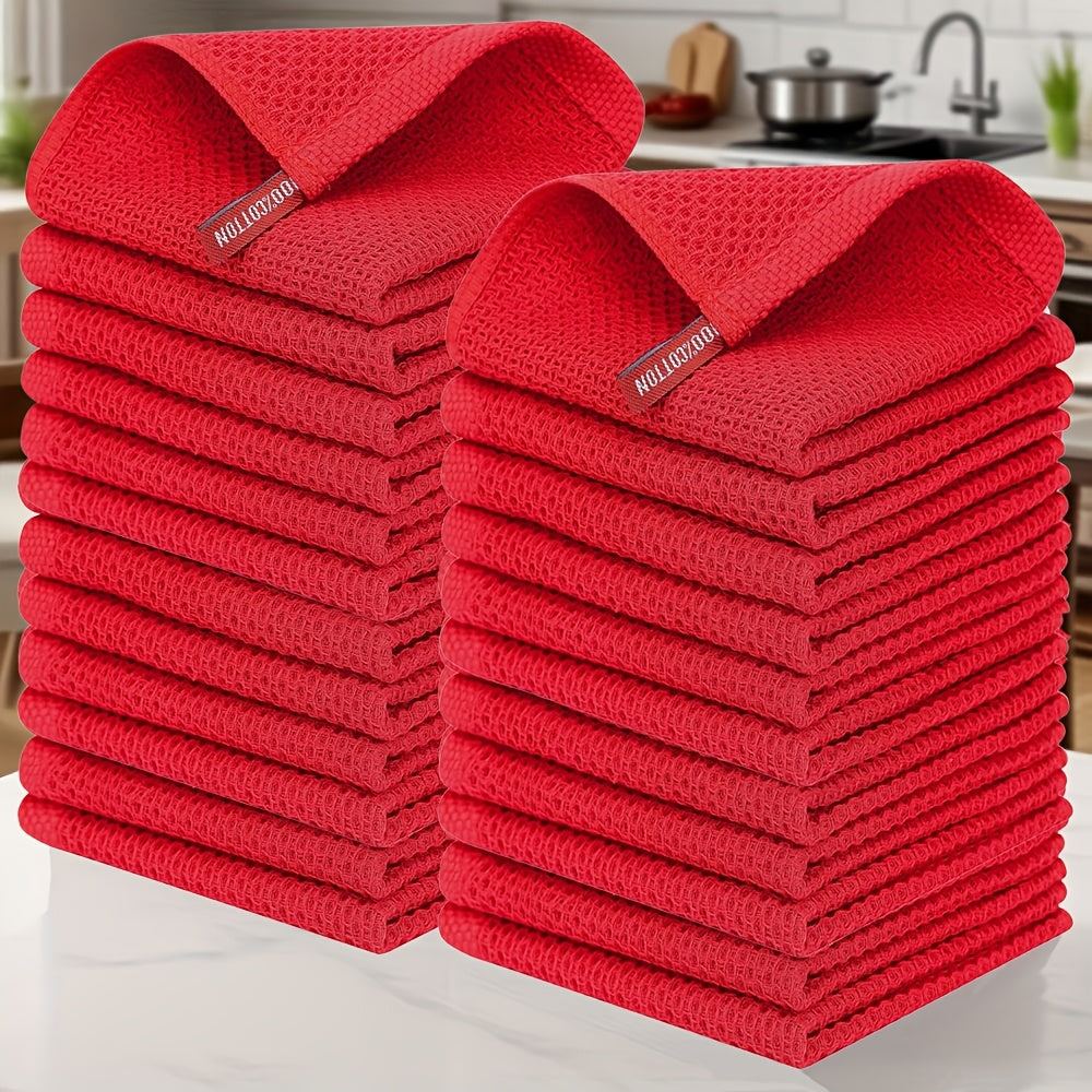 Kitchen Dish Cloths 23pcs 100% Cotton Waffle Weave Ultra Soft Absorbent Quick Dry Dish Towels 12x12 Inch for Cooking Cleaning Wiping Hands Kitchen Decor Gift