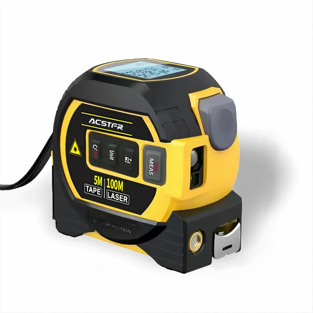3-in-1 Laser Tape Measure Digital Laser Rangefinder Steel Tape Measure Cross Laser Level High Precision Color Screen Voice Broadcast for Construction Home DIY Measurement