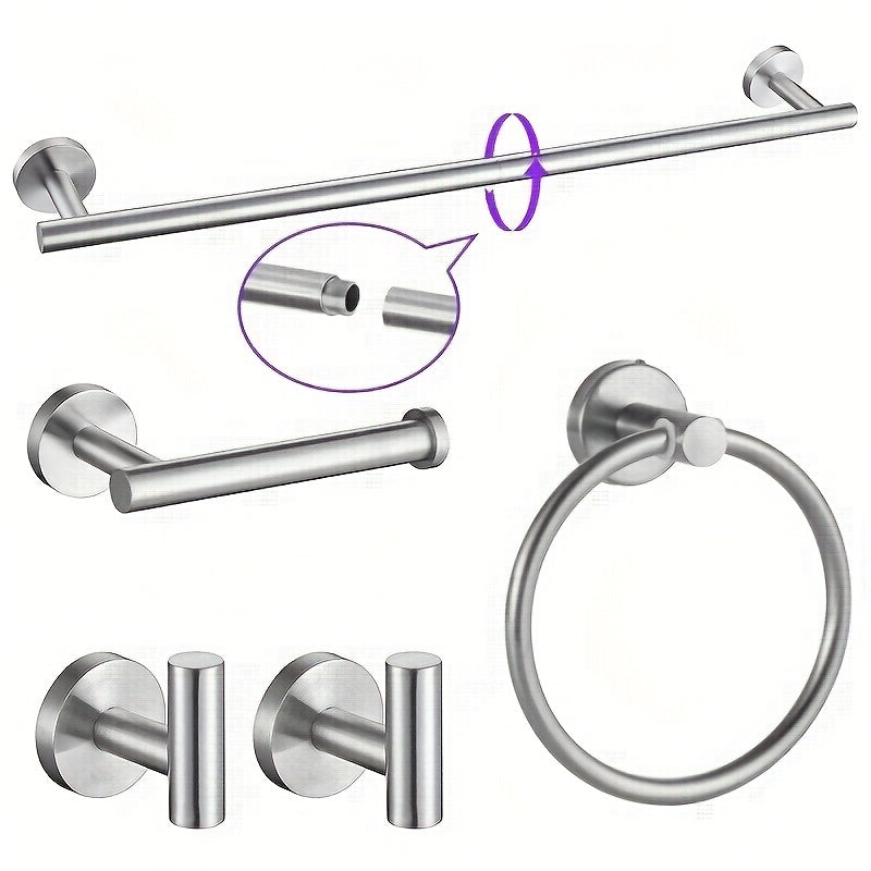 5-Piece Bathroom Hardware Set SUS304 Stainless Steel 24¡± Towel Bar Towel Ring Toilet Paper Holder Robe Hooks Black Silver Gold