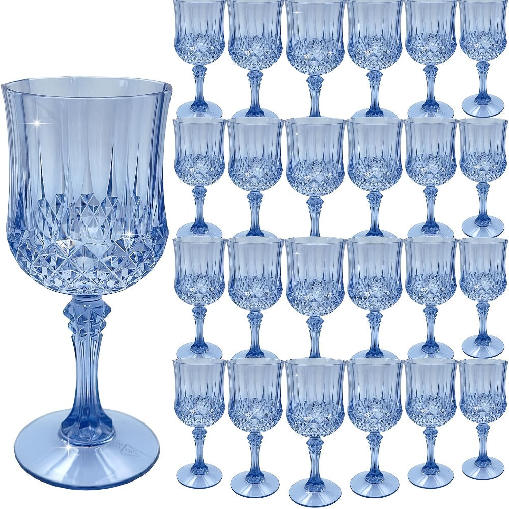 Plastic Wine Glasses 24 Pack 7oz ¨C Unbreakable Crystal Vintage Champagne Flute Glasses Reusable Drinkware for Wedding Party Outdoor Events Kitchen