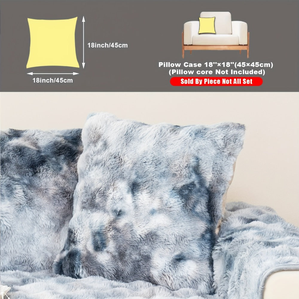 Plush Sofa Cover Faux Lamb Thick Fluffy Couch Slipcover Pet Friendly Machine Washable Gradient Color Polyester Furniture Protector for Armchair Single Double Triple Sofa Living Room Home Decor