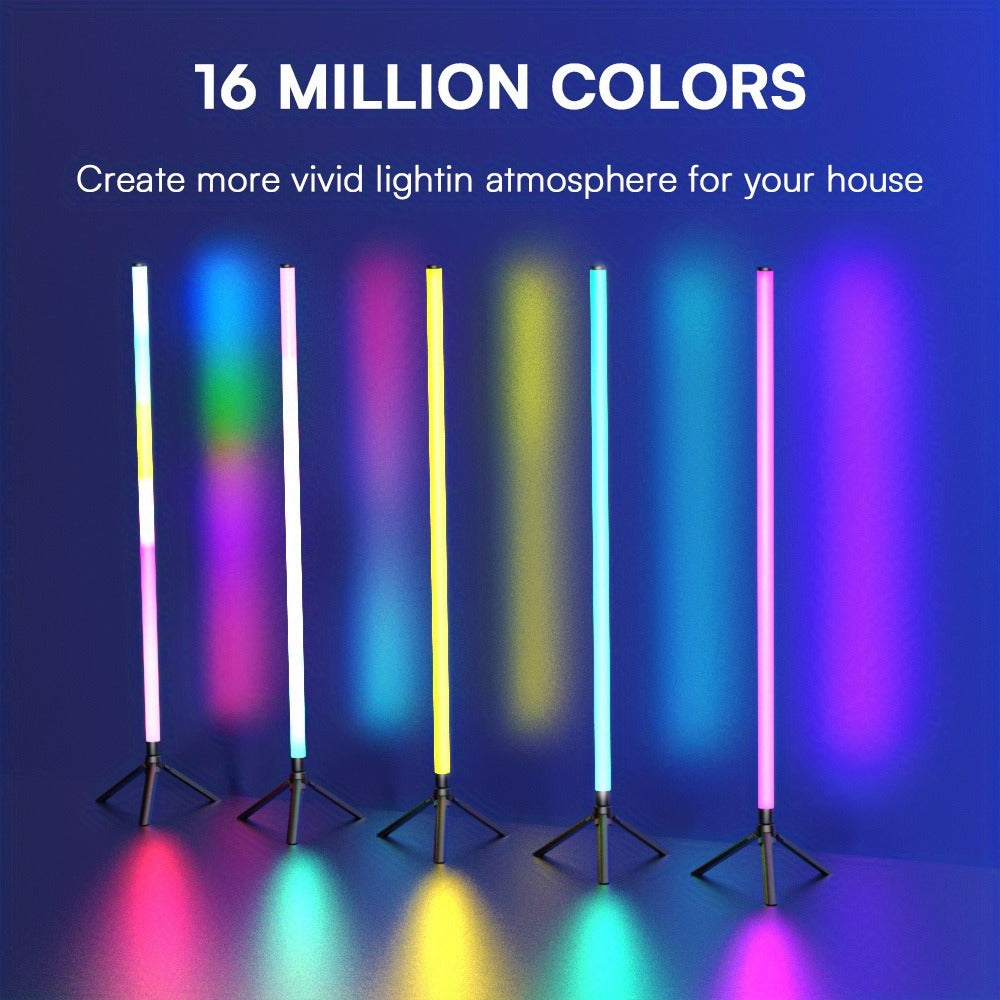 RGB Tube Light with Stand ¨C Smart App & Remote Control, Music Sync Color Changing, Timing, USB Powered for DJ Lighting, Photography, Dance Club, Game Room & Festival (1 or 2 Pack)