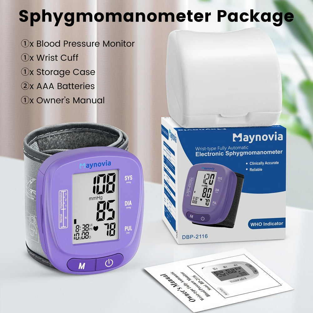 Blood Pressure Monitor Wrist Cuff with Oximeter Fingertip ¨C Digital BP Machine Home Use, 120 Memory, Portable Case & Battery Included, Fully Automatic Hypertension Tracker