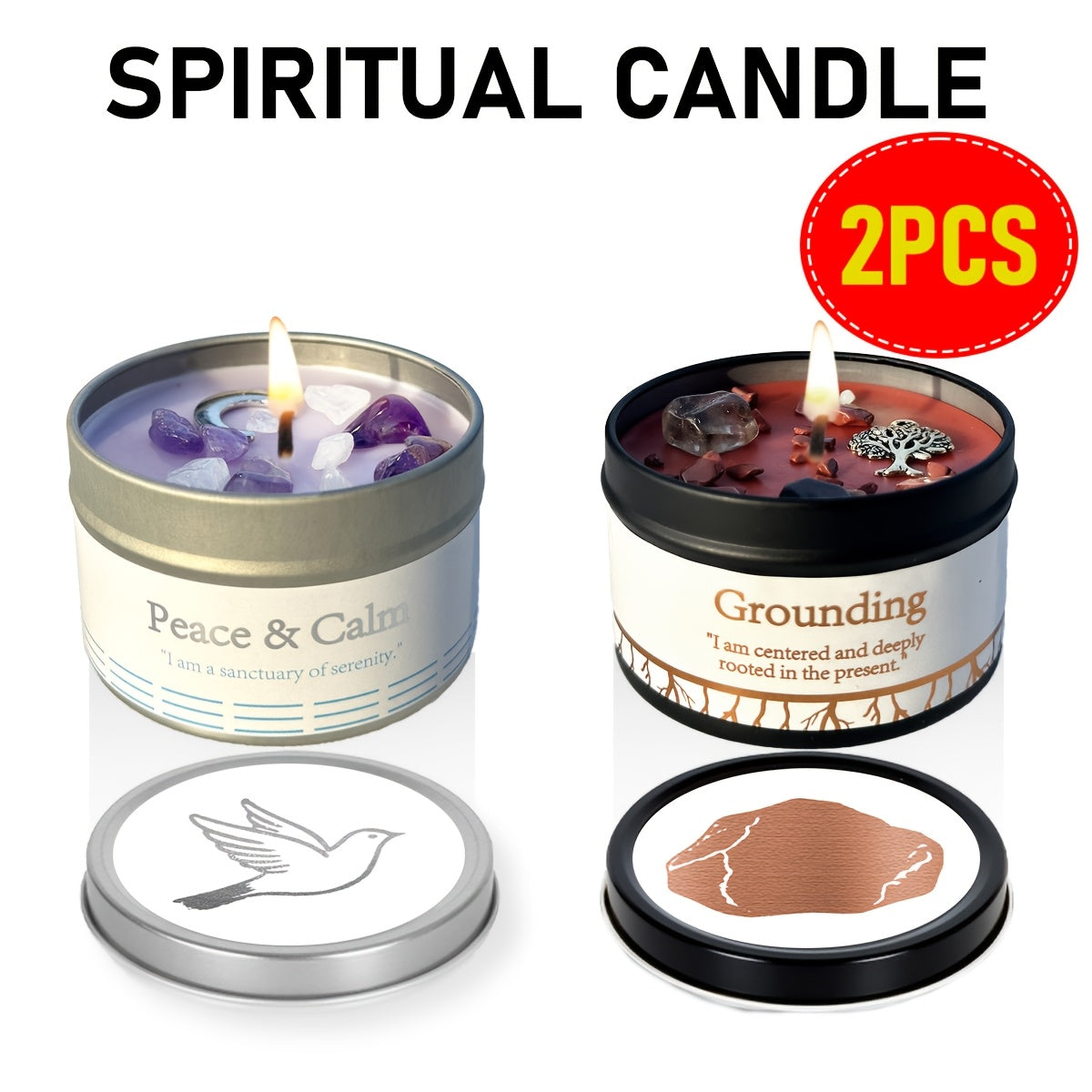 Manifestation Candles Scented Soy Wax with Crystal & Guidance Card for Meditation Yoga Focus | Law of Attraction Abundance Candle | Christmas Birthday Gift for Women