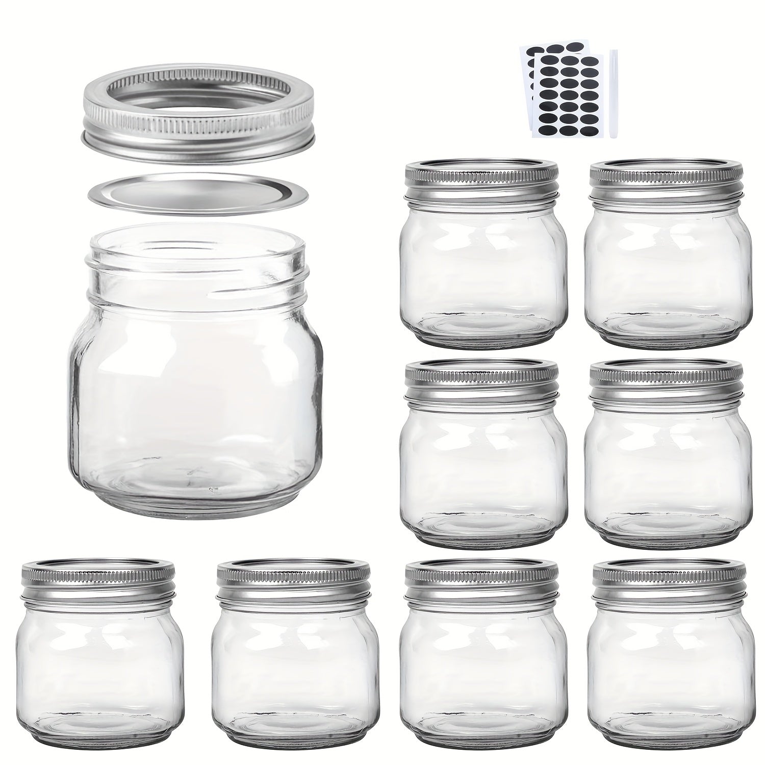 Mason Jars 8oz Glass Jars with Lids ¨C 9/18/27/36 Pack Regular Mouth Canning Jars for Storage, Spices, Jelly, Jam, Honey & Caviar | Dishwasher Safe Spiral Lid Kitchen Storage Containers Set