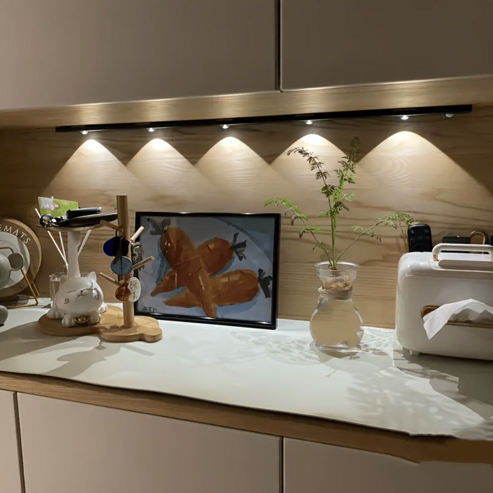 LED Sensor Strip Light USB Rechargeable ¨C 3-Color Dimmable Motion Sensing Wireless Night Light for Kitchen, Wardrobe, Cabinet, Shoe Cabinet & Bedroom (20cm / 30cm / 40cm / 50cm)