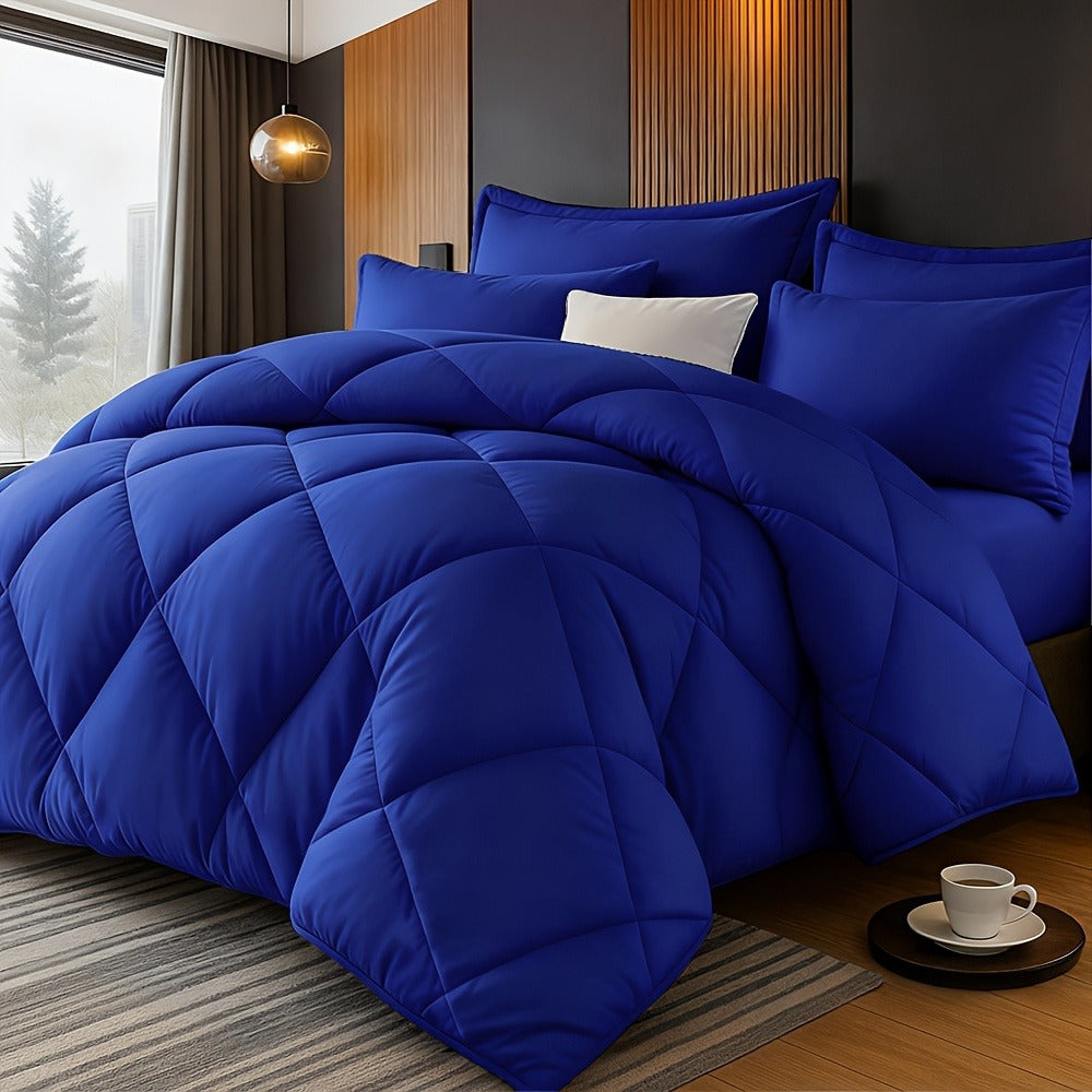 Comforter Set 2/3 Piece - Diamond Grid Quilted Down Alternative Comforter with Pillowcases, Soft Microfiber Breathable All Season Bedding Set, Twin Queen King, Multiple Colors