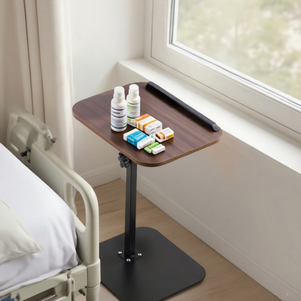 Overbed Table Adjustable Height Hospital Bed Table Bedside Dining Table for Elderly Patients Convalescence Home Medical Nursing Table Rolling Laptop Desk for Bedridden Adults Recovery Care Table Black