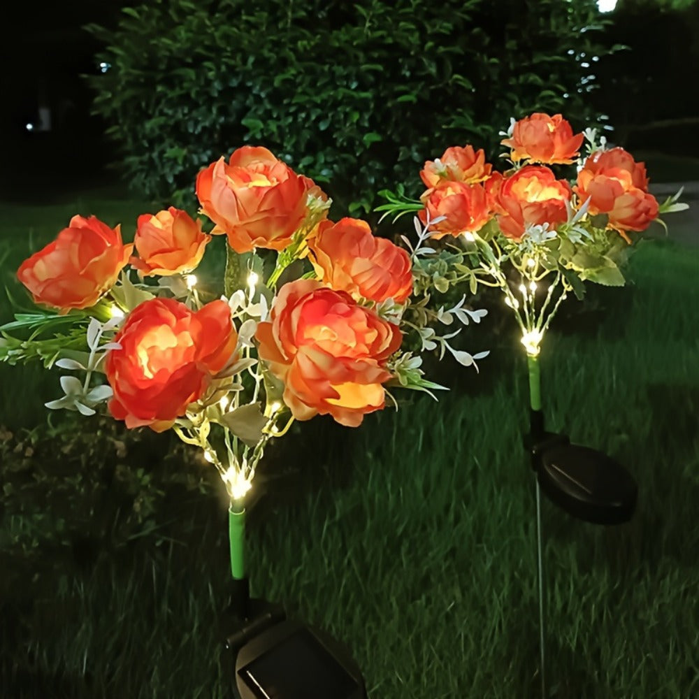 Solar Peony Flower Light 2PCS IP65 Waterproof - 84 LED Artificial Blooms 14 Fancy Lights Solar Powered Outdoor Garden Stake Lights for Lawn Yard Patio Holiday Decor Mother's Day Gift - 4 Colors