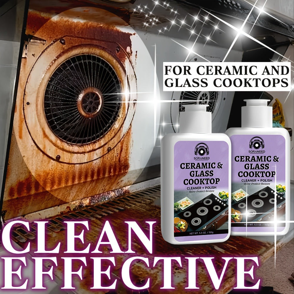 Ceramic Stovetop Cleaner Cream ¨C Heavy Duty Glass Stove Top Cleaning Paste, Removes Burnt-On Grease & Stains, Non-Scratch, Non-Toxic, No Harsh Fumes, Safe for Induction & Electric Cooktops