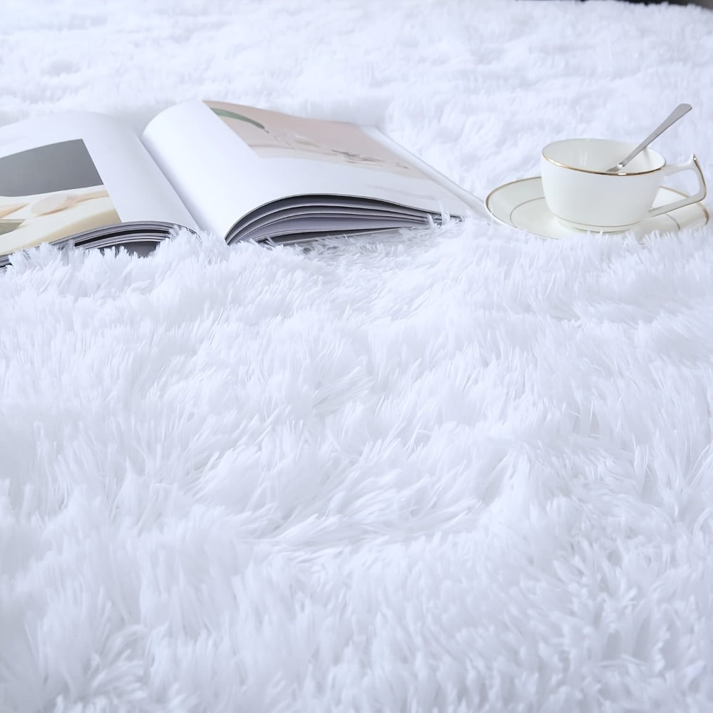 Fluffy Area Rug White Soft High Pile Washable Non-Slip | Plush Shaggy Carpet for Living Room Bedroom Dorm | Large Rectangle Indoor Rug 5x8 6x9 8x10 ft | Holiday Home Decor Gift