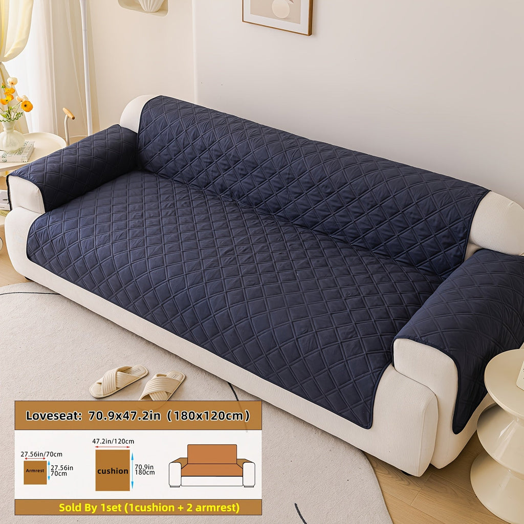Soundwave Embossed Sofa Cover 3pcs with Armrests - Pet Friendly Anti-Slip Durable Couch Slipcover Set for Loveseat 3 4 Seater Sofa Protection Decoration, 5 Colors