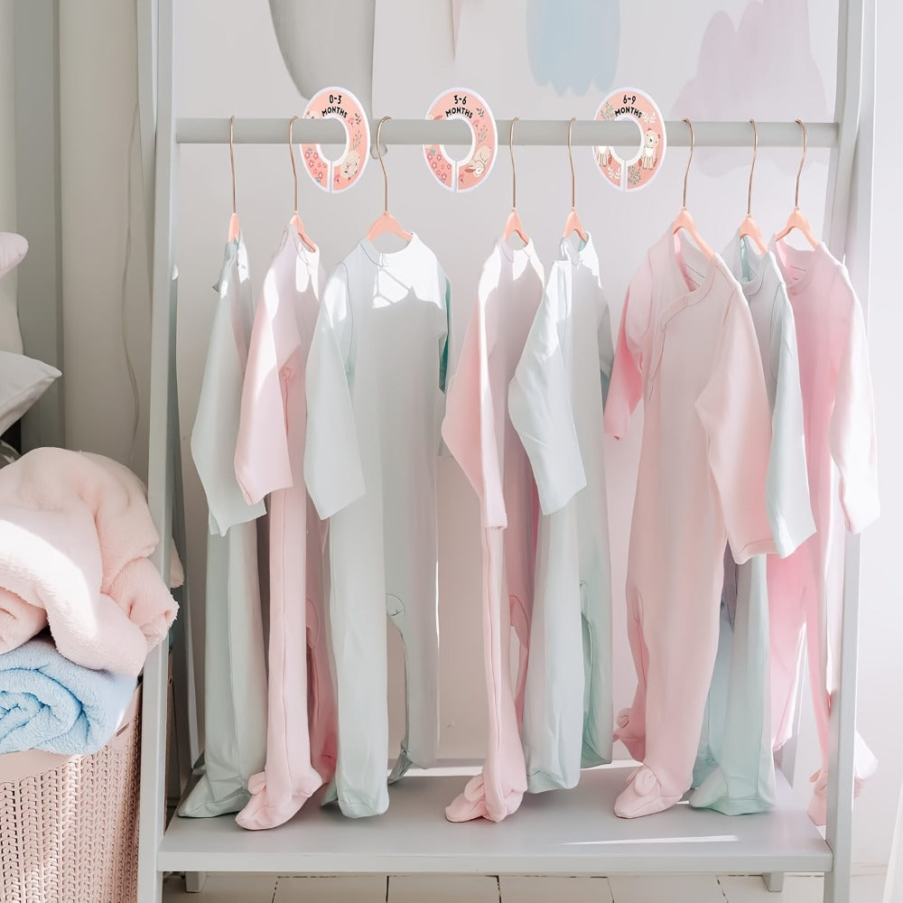 Baby Hangers Pink Velvet Non-Slip Nursery Closet Kids Clothes Hangers with Size Dividers for Infant Toddler Girls Boys 50/30pcs