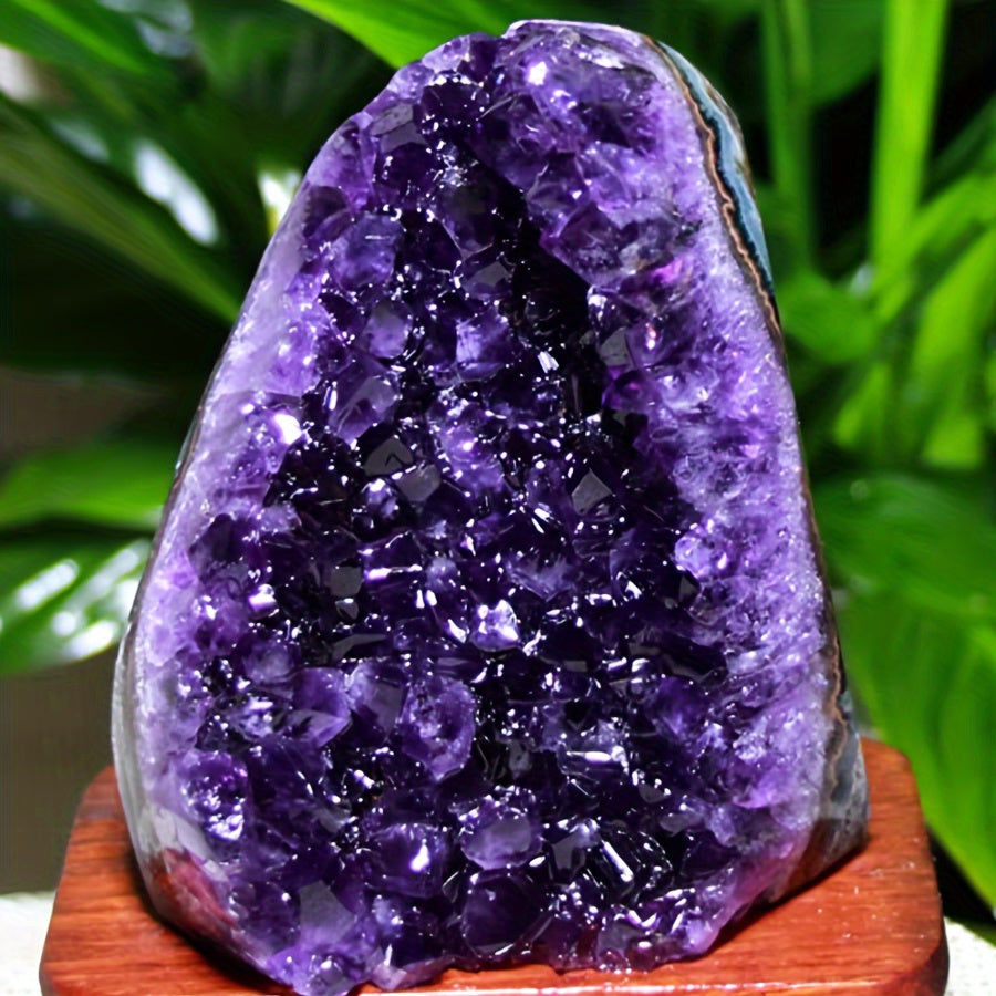 Amethyst Geode Natural Uruguayan Crystal | Polished Edge Display Stone for Home & Office Decor | Raw Crystal Cluster Specimen, Desk Accent, Healing Stone Gift, Tabletop Statement Piece 200-500g