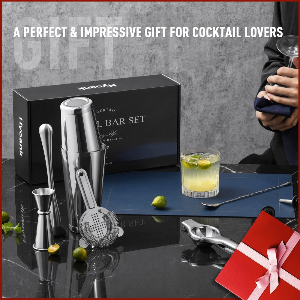 25 Piece Bartender Travel Set Cocktail Kit with Portable Bag | Stainless Steel Mobile Bar Set for Home, Parties & Camping