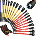 Magnetic Nut Driver Set 19PCS ¨C SAE & Metric | 1/4¡± Hex Shank 6¡± Long | PH1 & PH2 for Impact Drills | Magnetic Socket Set with Sturdy Tool Case | Professional & DIY Projects