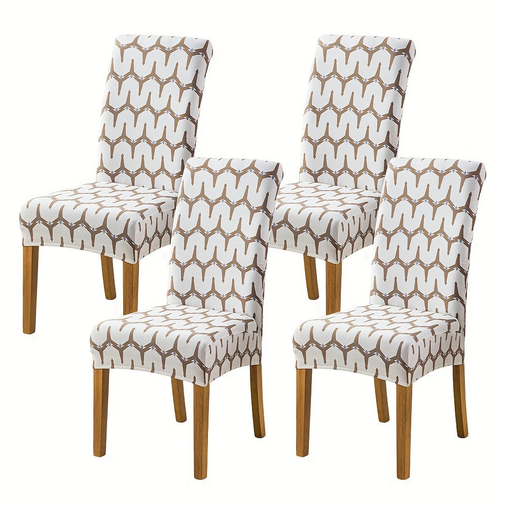 Dining Chair Covers Slipcovers Set of 4 or 6 - Spandex Stretch Milk Velvet Removable Washable Parsons Chair Protector | Anti-Slip Elastic Band | Multiple Prints | Kitchen Dining Room Hotel Ceremony