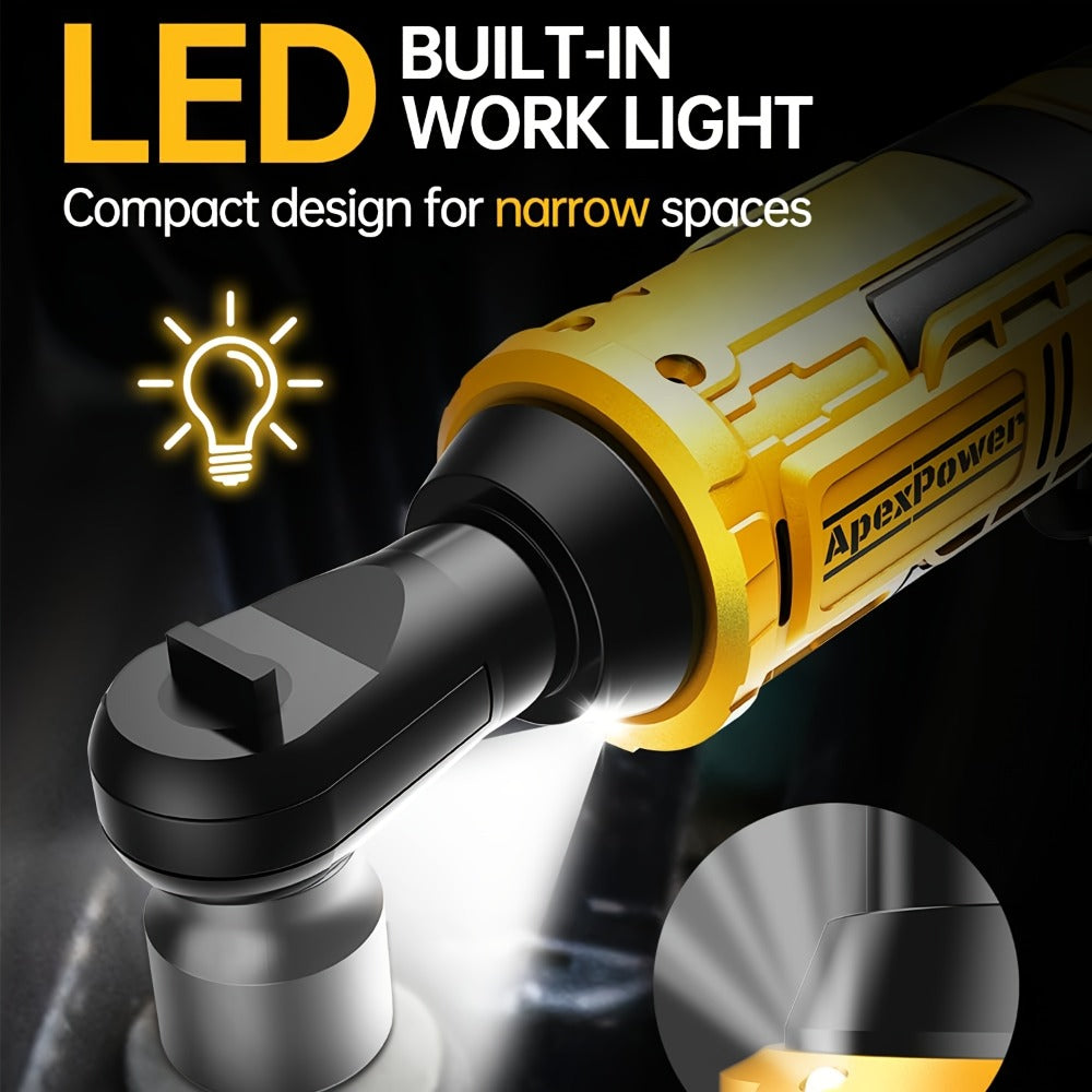 Cordless Electric Ratchet Wrench 3/8'' & 1/2'' Drive, Compatible with Dewalt 20V Max Battery, 88 Ft-lb High Torque, 0-400 RPM Variable Speed, 8 Sockets, Built-in LED Light (Battery Not Included)
