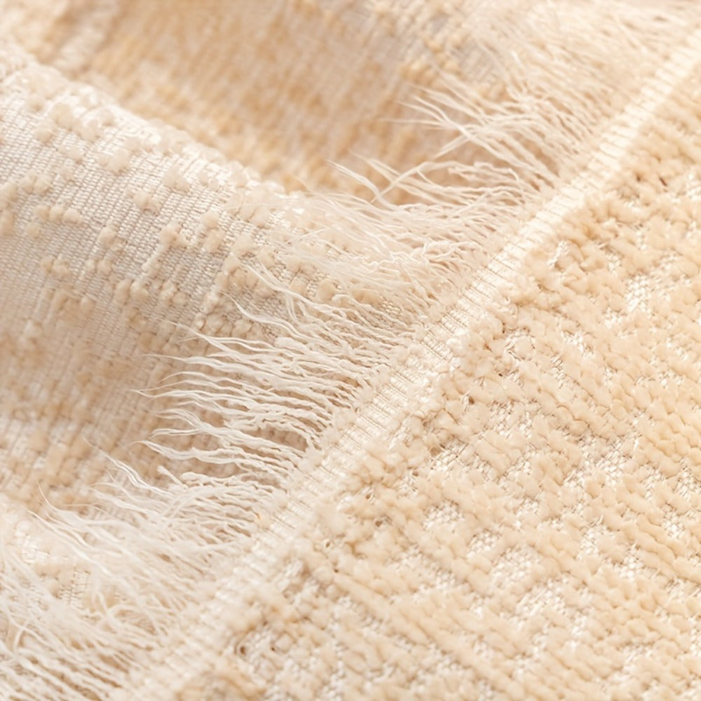Chenille Sofa Cover with Fringe 300GSM - Super Soft Pet Friendly Solid Couch Slipcover for Single 2 4 Seater Living Room Decoration, 4 Colors