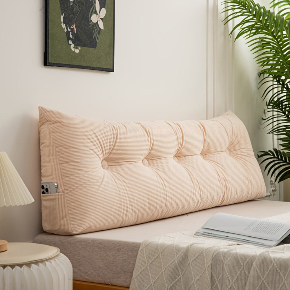Triangular Wedge Pillow Bed Headrest Backrest Cushion ¨C Quilted Removable Washable Cover Medium Firm Support for Sofa Tatami Reading