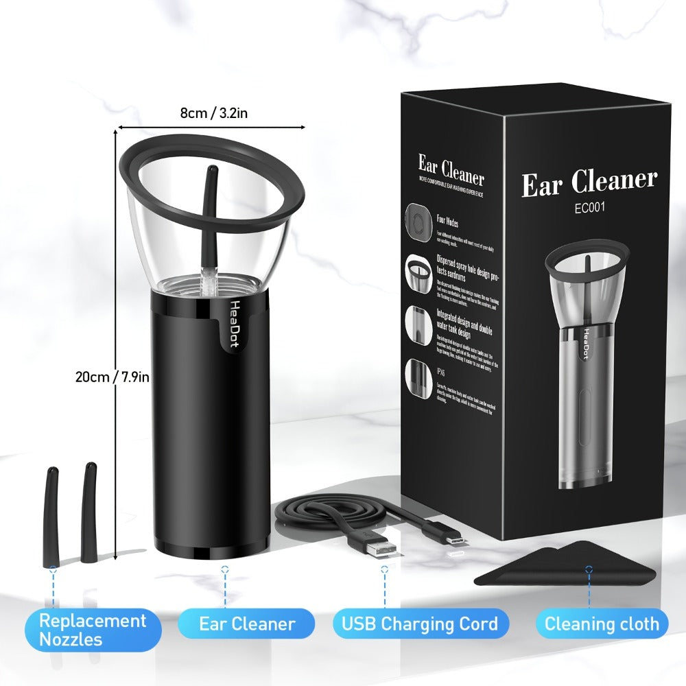 Electric Ear Wax Removal System ¨C Water-Powered Ear Irrigation Flusher, IPX7 Waterproof, Safe & Effective Ear Cleaning Tool for Wax Buildup