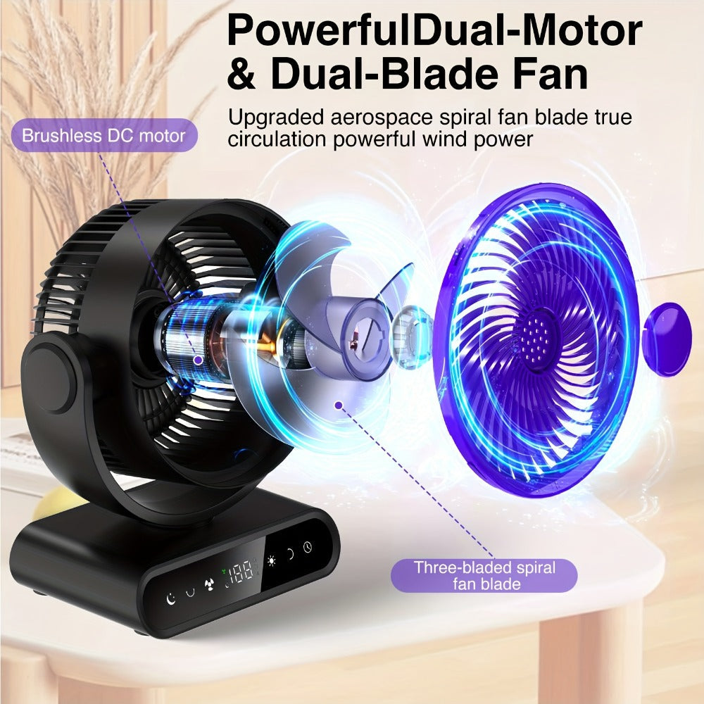 Camping Fan with LED Light Battery Powered 20000mAh 40000mAh 9-Inch 5-Speed Remote Control 90¡ã Tilt 120¡ã Oscillating Quiet Air Circulator for Outdoor Home