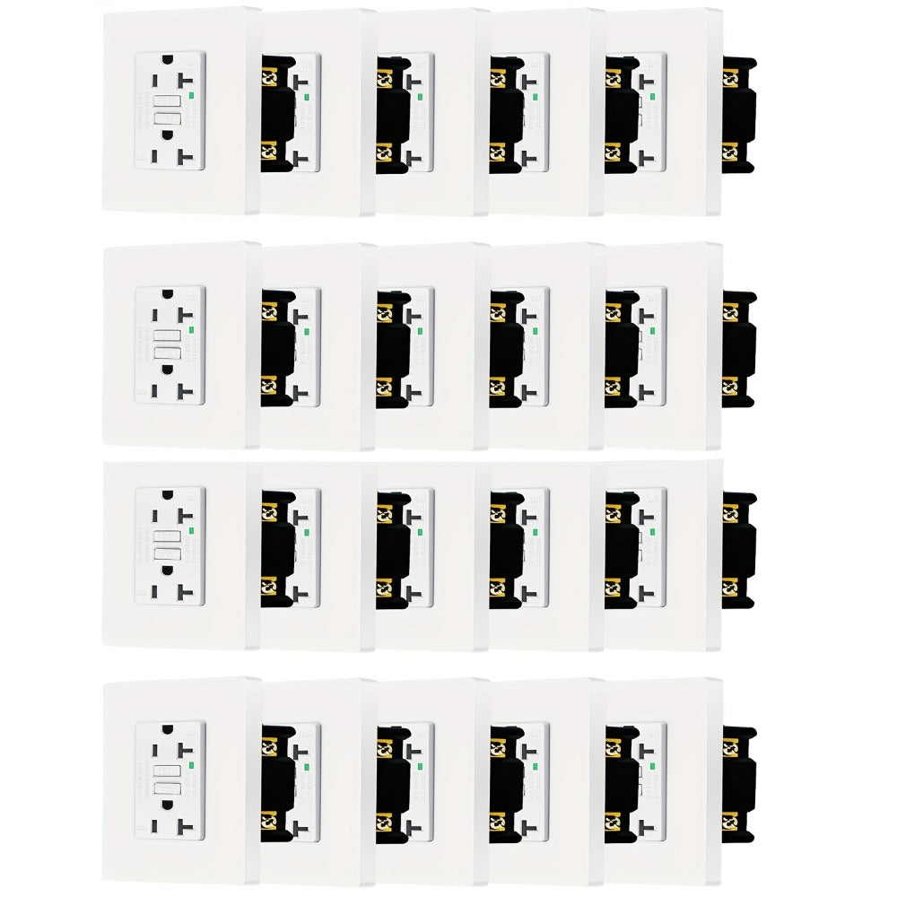 GFCI Outlet 20 Amp Tamper Resistant WR Weather Resistant with Wall Plate ETL Listed LED Indicator Test Reset Button Ground Fault Circuit Interrupter for Bathroom Kitchen Garage 2 4 6 10 20 Pack Black White