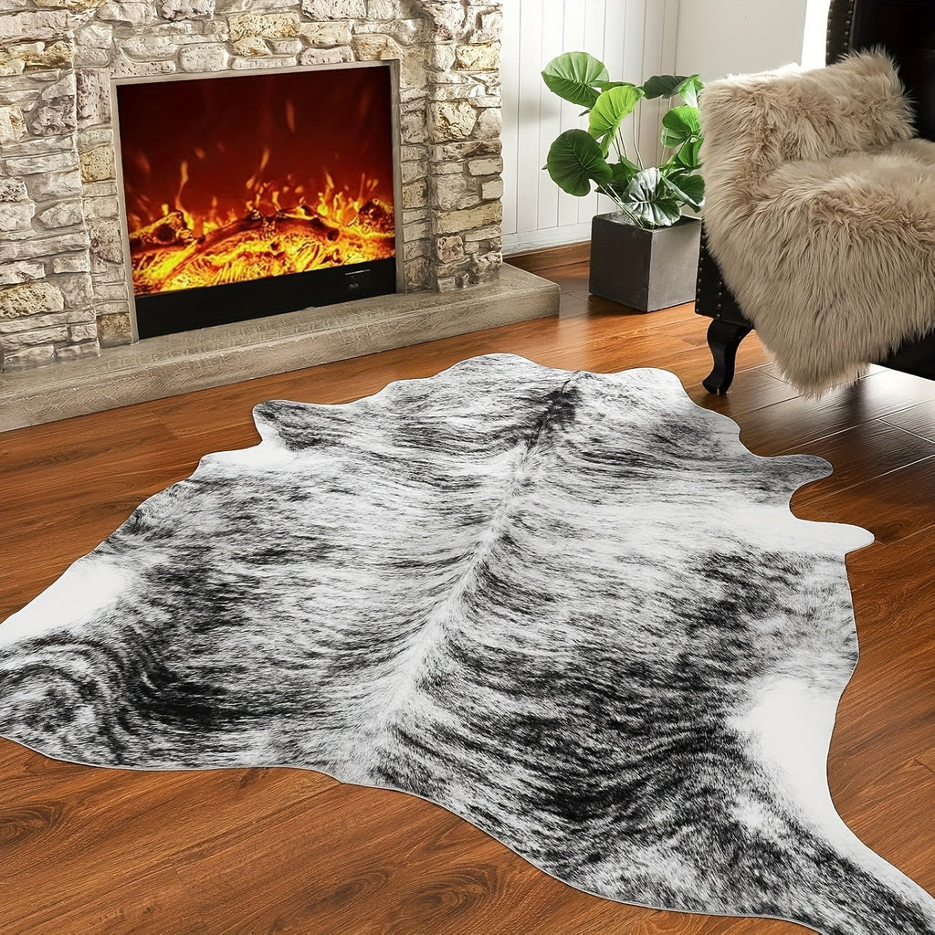 Cowhide Area Rug Faux Animal Print Rug Western Style Non-Slip Floor Mat for Living Room Bedroom Dining Room Office Boho Home Decor Cow Print Carpet