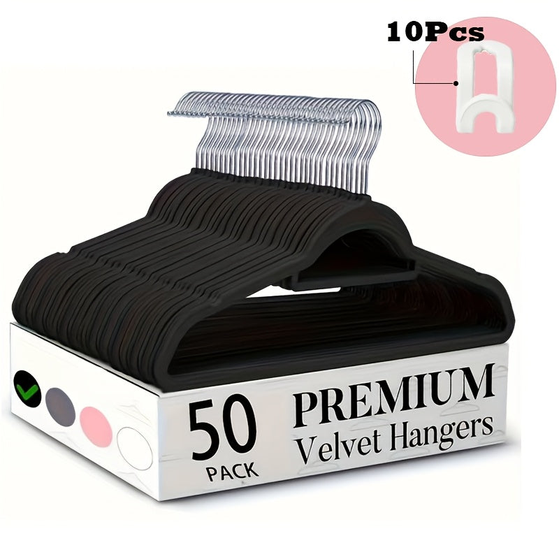 Velvet Hangers Non-Slip Slim Space Saving Clothes Hangers, Premium Flocked Suit Hangers for Closet Organization, Ultra Thin Strong Coat Hangers for Shirts Dresses Pants, 20 or 50 Pack Black Beige Pink