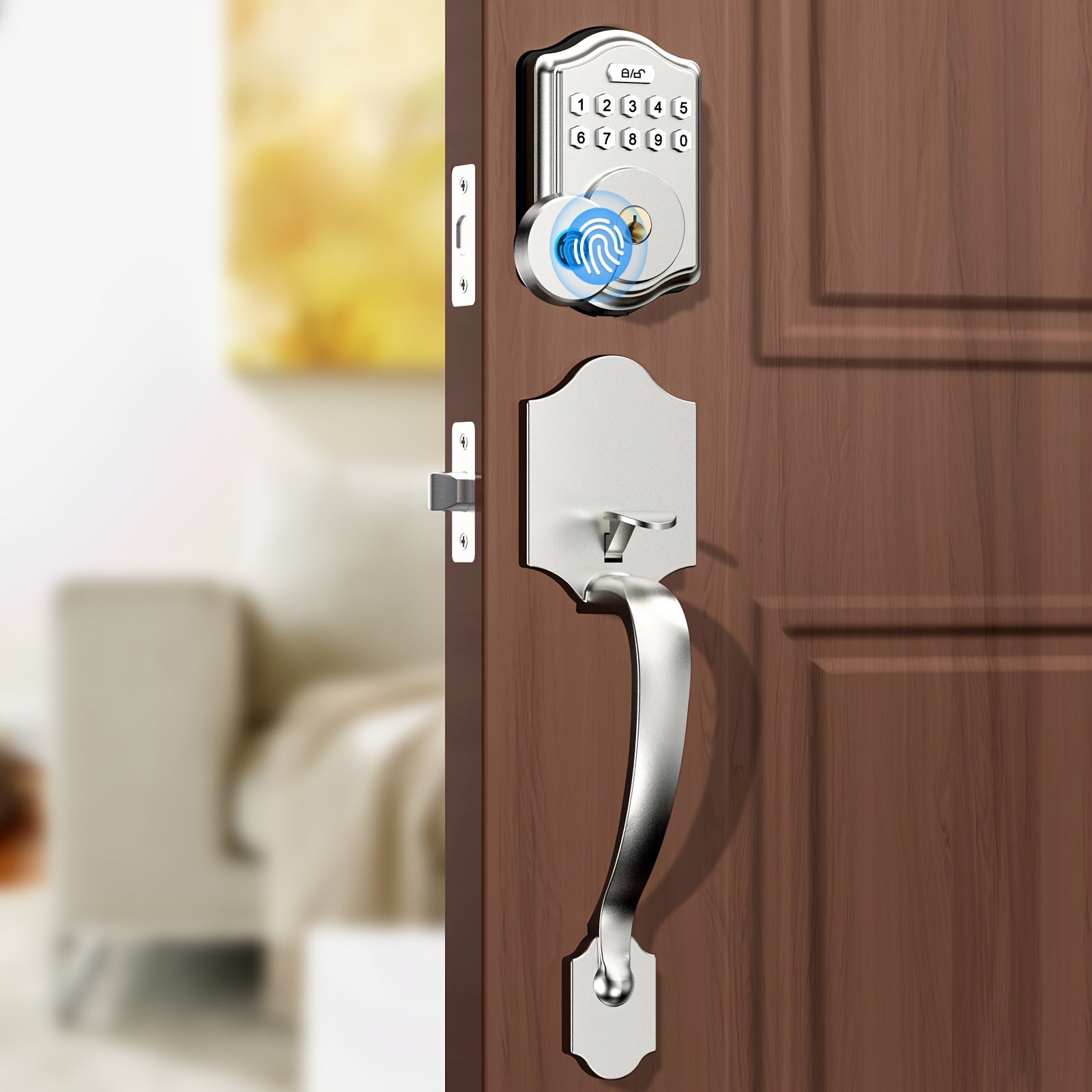 Keypad Deadbolt Lock Fingerprint Keyless Entry ¨C Electronic Door Lock with Code Fingerprint & Key, 300 Users Temporary Code for Front Door Home Office