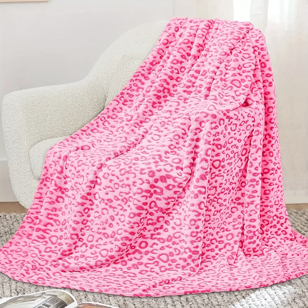 Leopard Print Throw Blanket ¨C Soft Fluffy Jacquard Fleece Flannel for Couch, Bed, Sofa & Camping, 3 Sizes, 5 Colors
