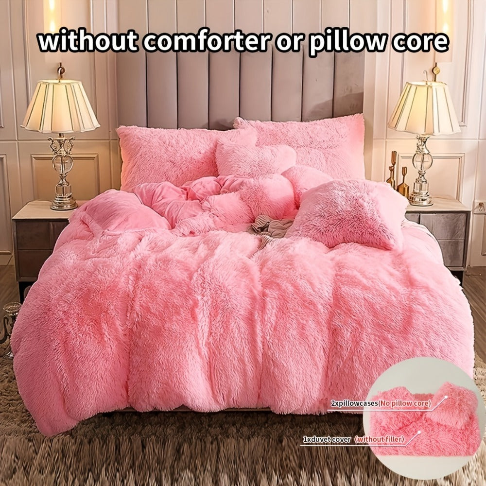 Plush Duvet Cover 100% Polyester Soft Warm Zipper Closure Cozy Bedroom Bedding Twin Full Queen King Solid Tie Dye 14 Colors for Bedroom Guest Room Dorm