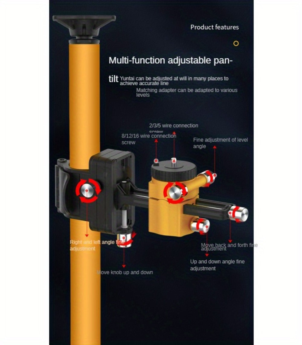 Laser Level Pole Telescopic Grade Rod 11FT/19FT Adjustable Support Staff with 1/4¡±-20 Mount & 5/8¡±-11 Adapter for Rotary Line Laser Leveling Alignment
