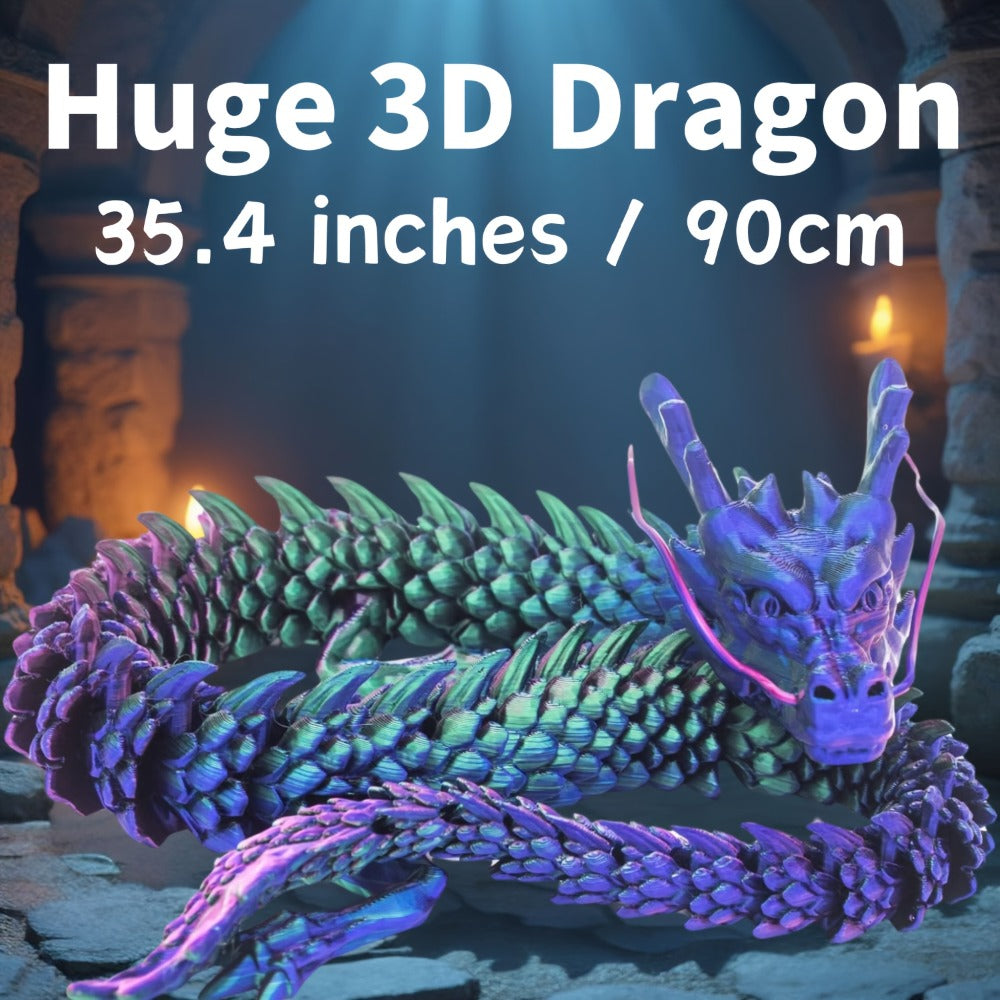 3D Printed Chinese Dragon Figurine 35.4¡± Poseable Articulated Joints Flexible Desk Sculpture Home Office Decor Collectible Gift
