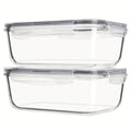 Glass Food Storage Containers with Lids 2 Pack ¨C 63oz Large Airtight Snap Lock Meal Prep Containers, Leak Proof Glass Dish with Lid for Oven, Microwave & Refrigerator, Food Transport Tubs