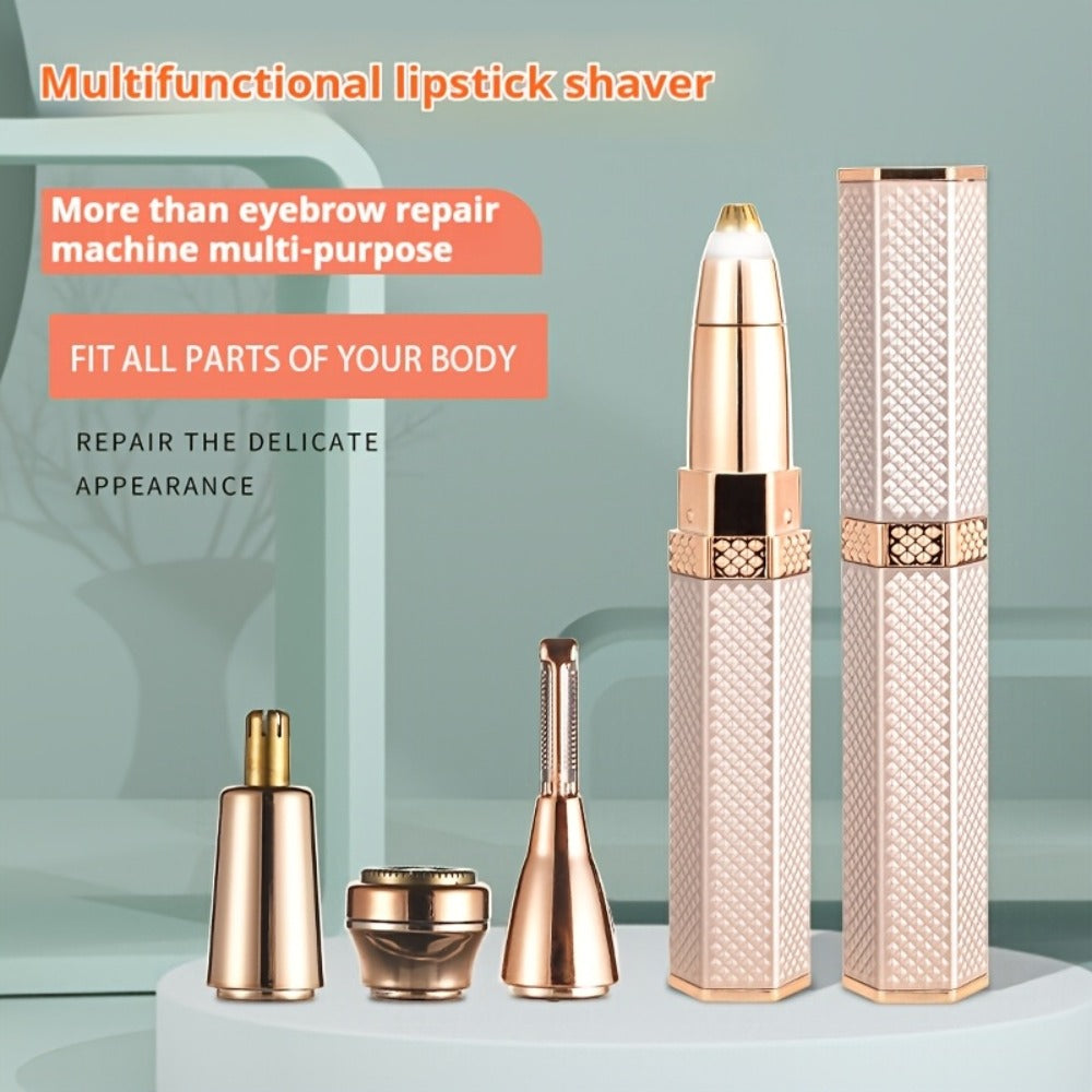 Women's Electric Shaver 2-in-1 Hair Removal Device - USB Rechargeable Wet Dry Body Shaver for Eyebrows Bikini Nose Face, Portable Travel-Ready Rose Gold Ladies Razor Gift