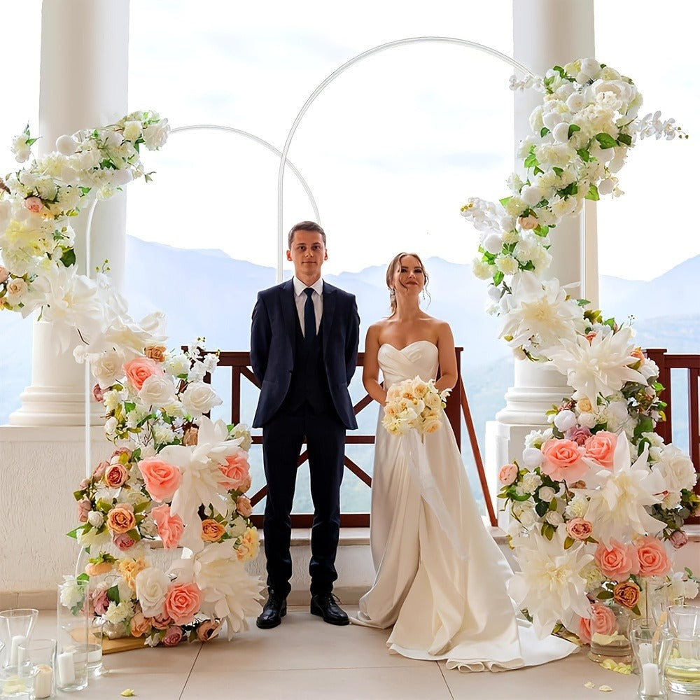 Metal Round Wedding Arch Backdrop Stand - Circular Balloon Arch Kit for Wedding, Birthday Party, Graduation & Ceremony Decoration (1-2 Pcs, No Balloons)